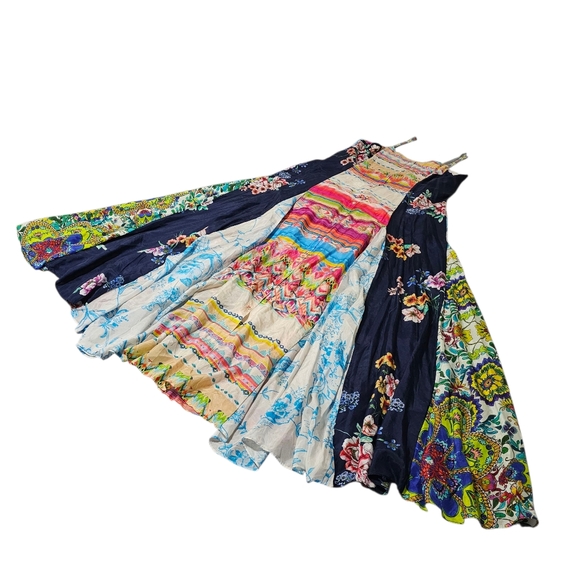 Johnny Was Silk Boho Maxi Dress Buttondown Sleeveless Multi Print Rare Medium - Picture 8 of 17